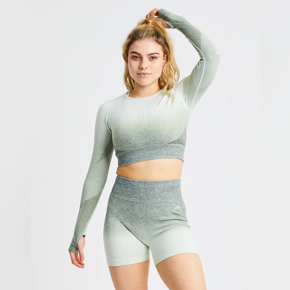 AYBL Pulse Ombré Seamless Long Sleeve Crop Top - Khaki